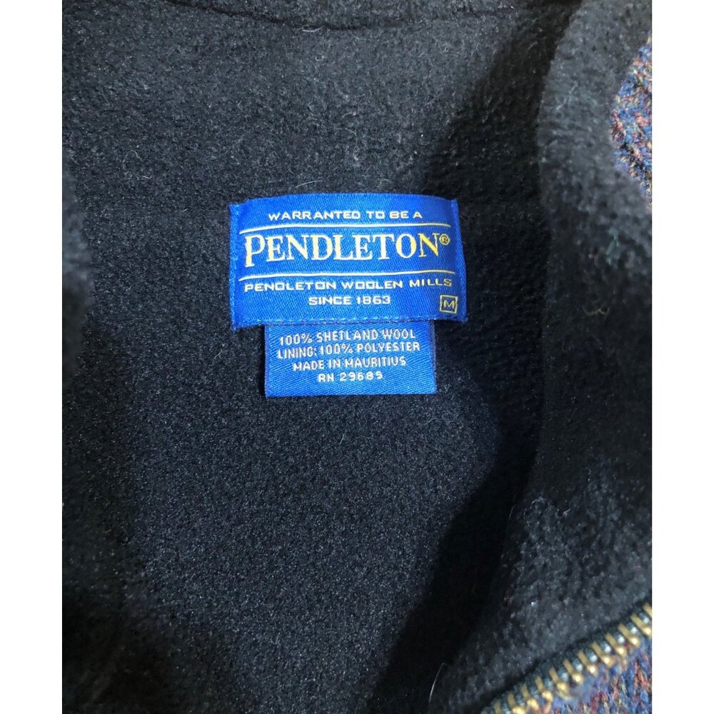 Pendleton Vest Mens M Shetland Wool Full Zip Fleece Lined Pockets Blue - Picture 4 of 13